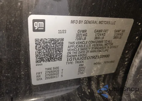 2024 GMC Sierra 1500 4Wd Short Box Denali z USA, uszkodzony, nr VIN 1GTUUGED7RZ193900